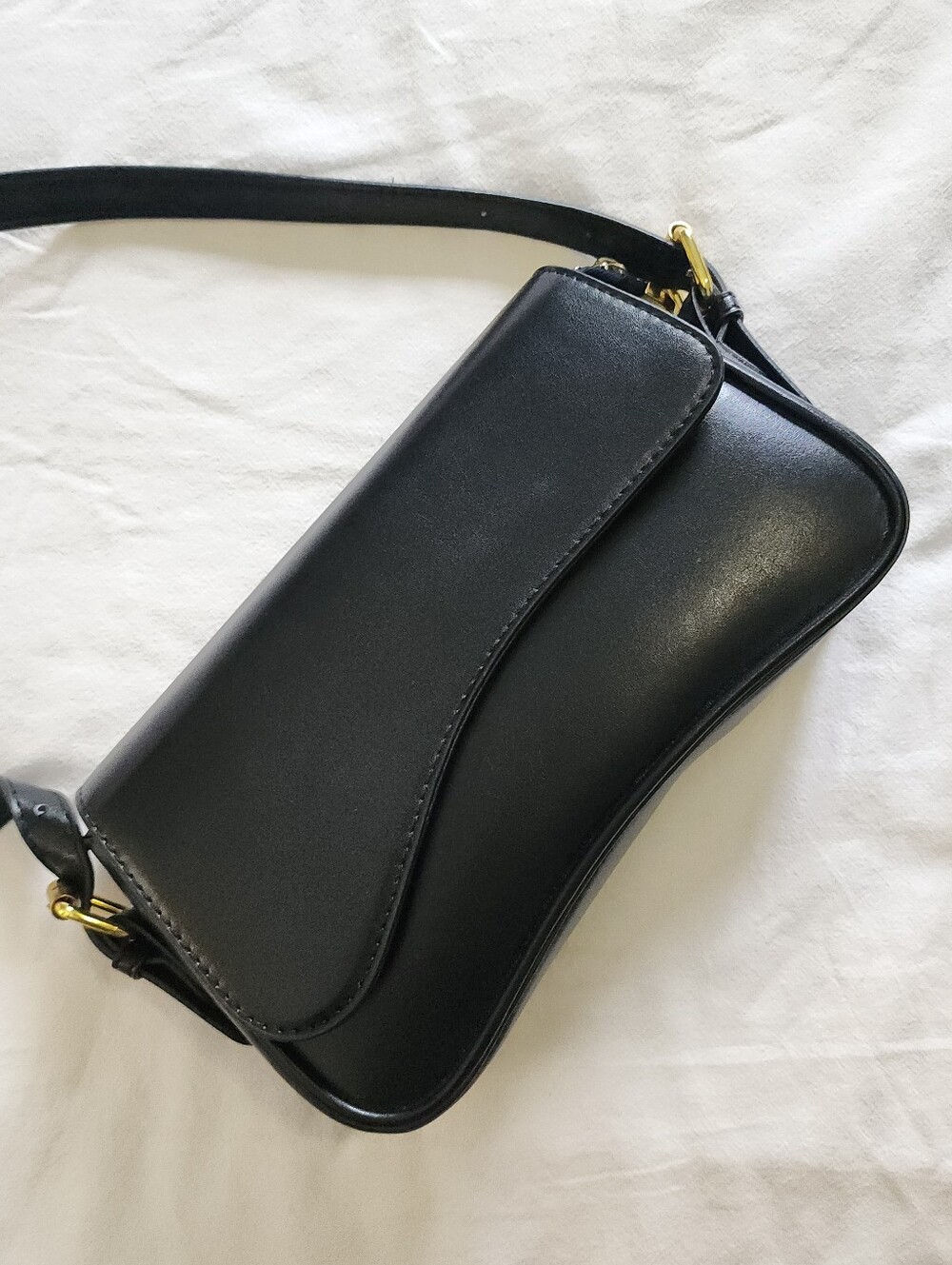 Black Faux Leather Shoulder Bag